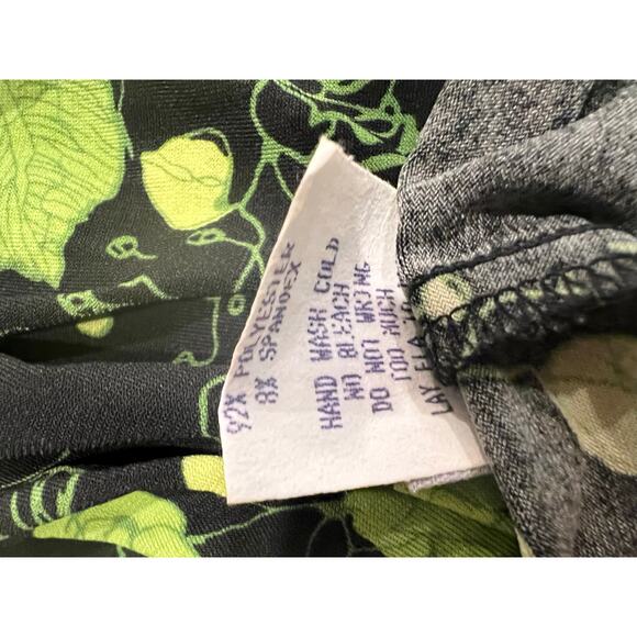 Venus Flamenco Style Summer Dress Asymmetrical Hem Green Black Floral Medium JL - Picture 7 of 8